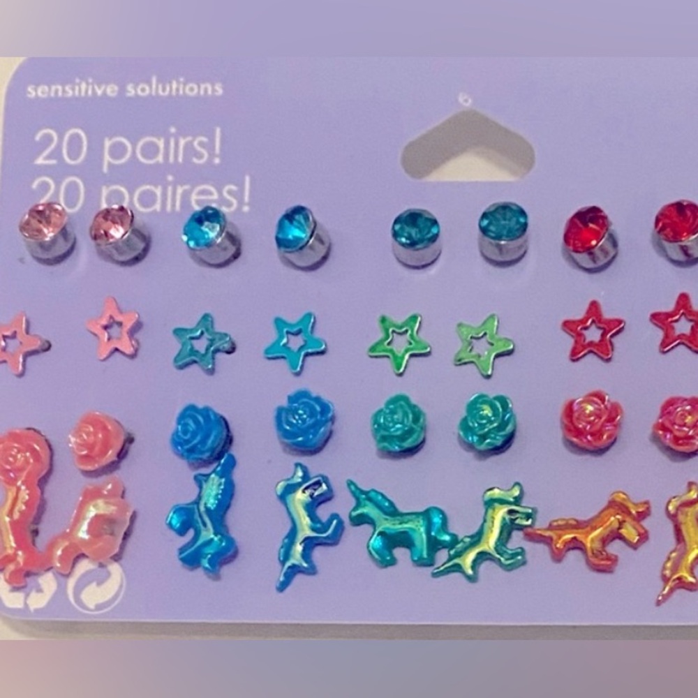 20 Pair Post Earrings Unicorns Stars Claire’s